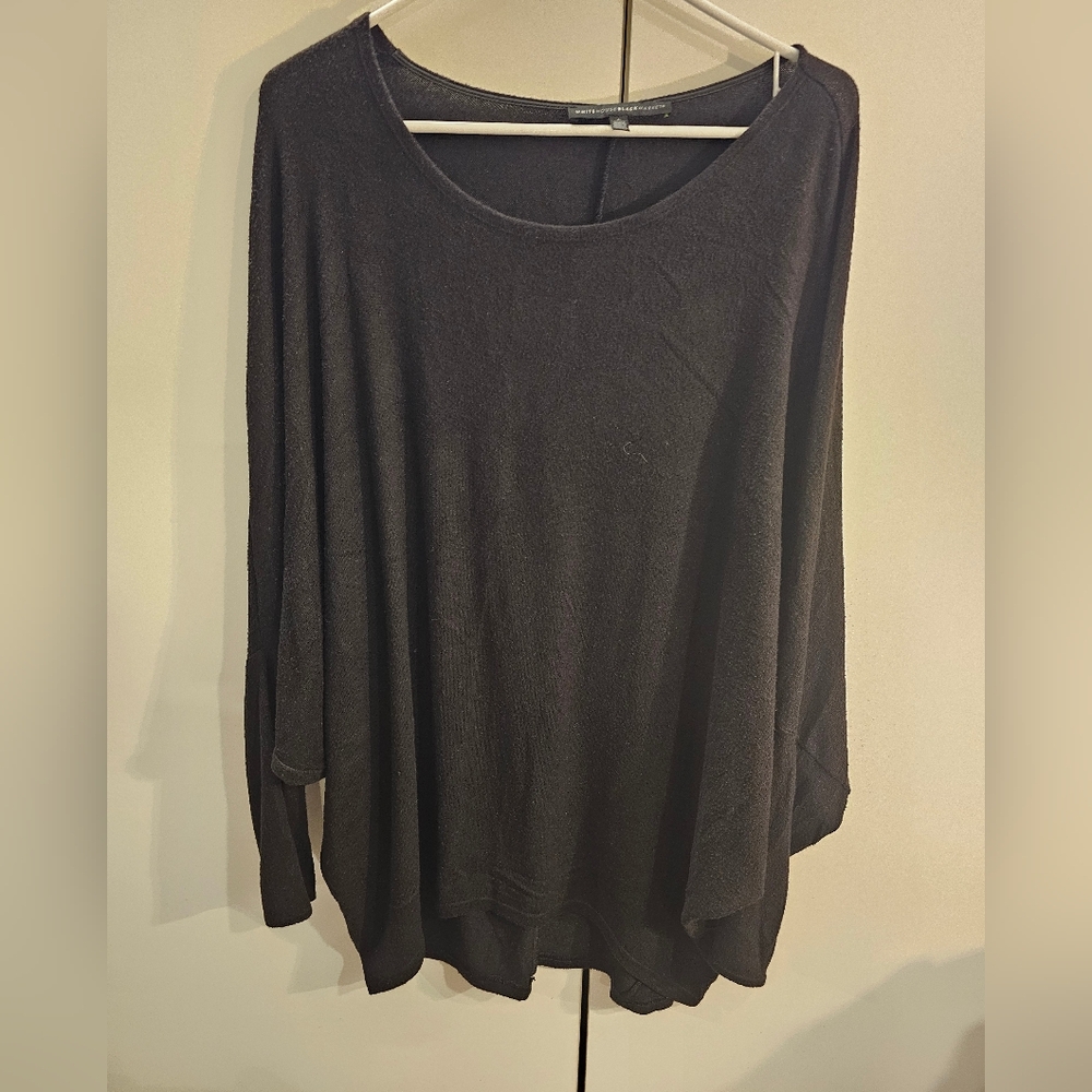 White House Black Market Womans Large Black Long Sleeve Top